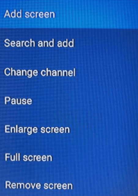 Multi-screen menu options