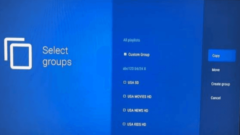 Choose group to copy to